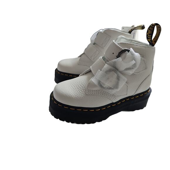 Dr Martens Devon Heart Leather Platform Boot - Women's 5 White - Picture 1 of 6